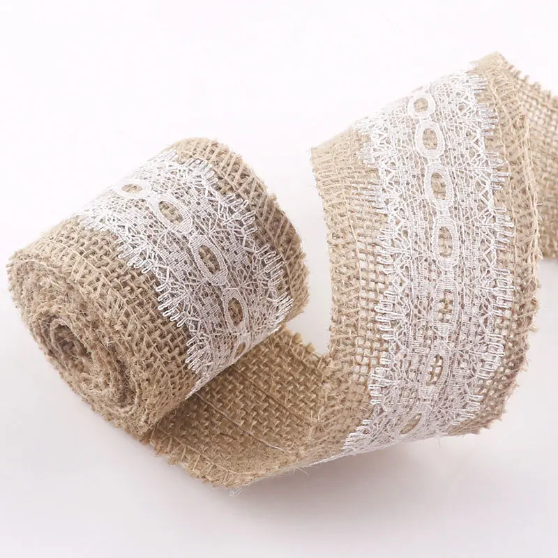 Лента из натурального джута 5 см 2 м/рулон|Кружево| |