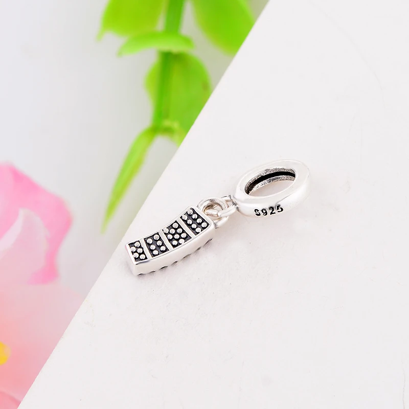 100% Серебро 925 квадратные фиолетовые желтые синие циркониевые бусины Висячие