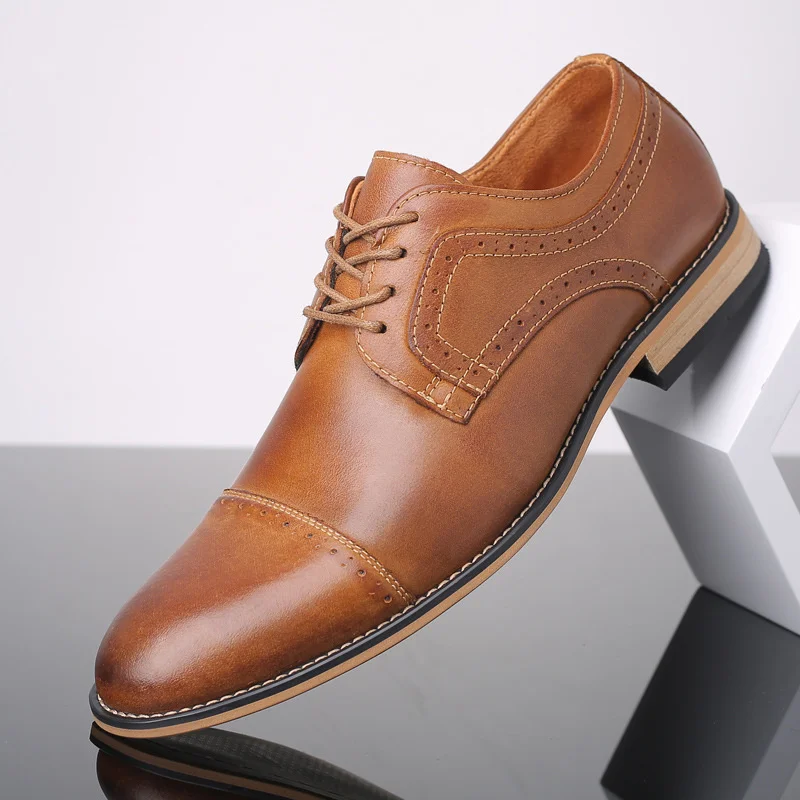 Кожаные мужские кожаные деловые повседневные туфли британская износостойкая