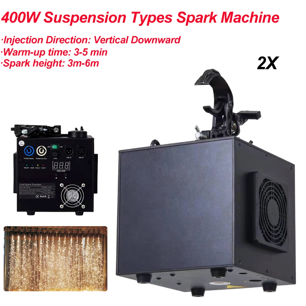 

2 шт./лот, 400 Вт, подвесные типы, искровая машина для свадьбы DMX512, пиротехнический эффект, фейерверк, фонтан, Профессиональный Дискотека