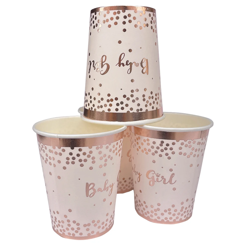 Одноразовые бумажные тарелки и салфетки розового золотого цвета 20 шт. | Дом сад