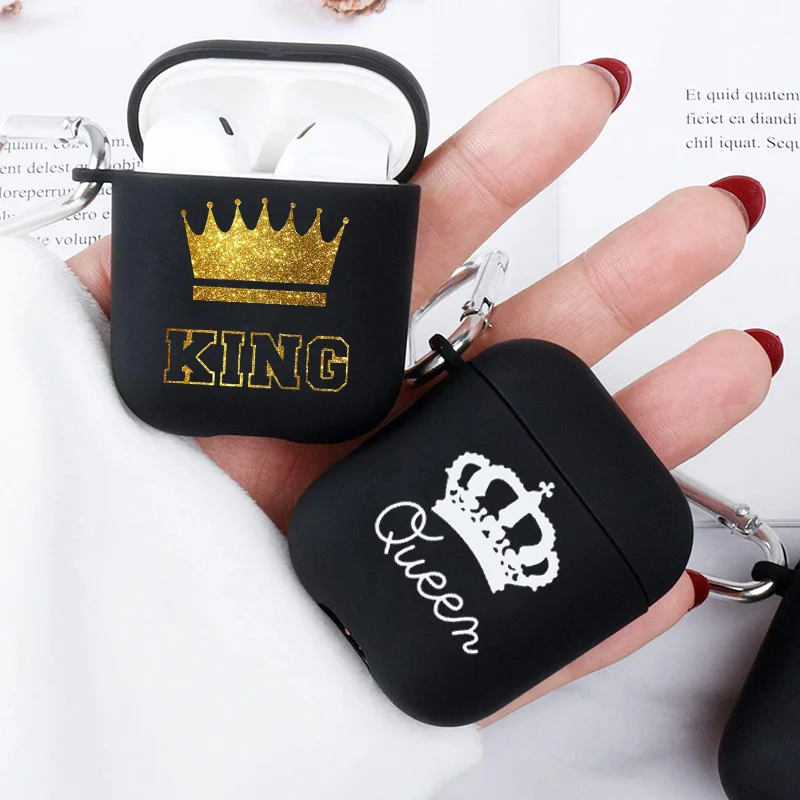 Мягкий силиконовый чехол Couples Her King His Queen для Apple Airpods 2 1 Air pods 3 беспроводной