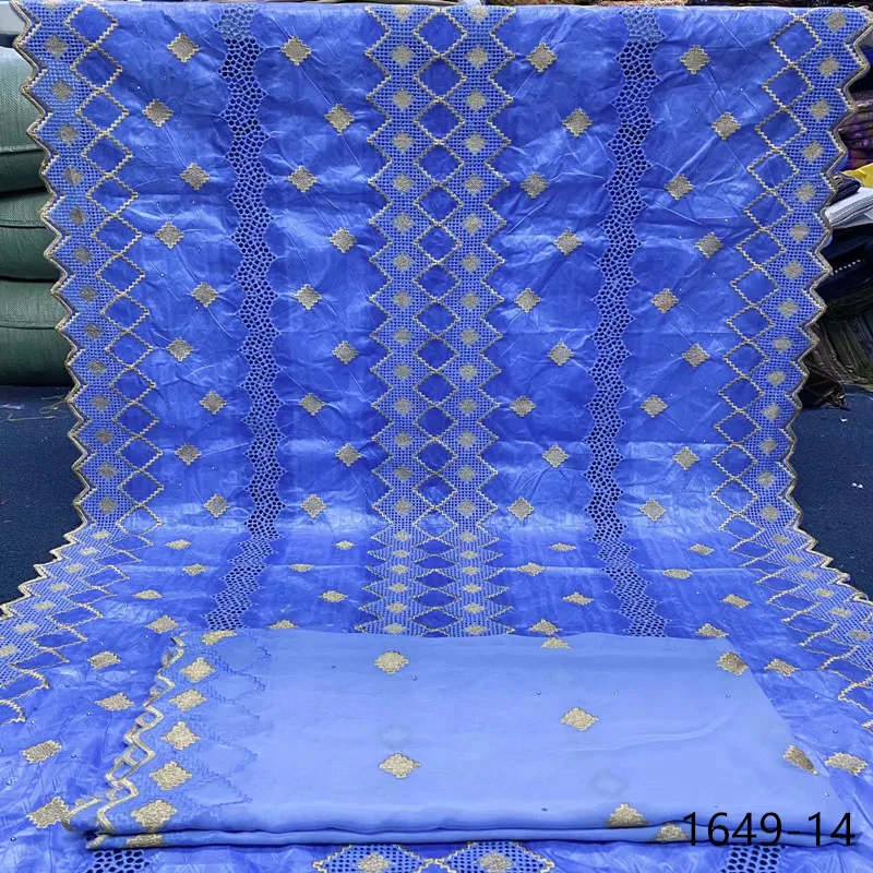 

HaoLin African Lace Fabri Bazin Riche Fabric With Brode Latest Fashion Embroidery Bazin Lace Fabric 5+2yards/Lot 1649