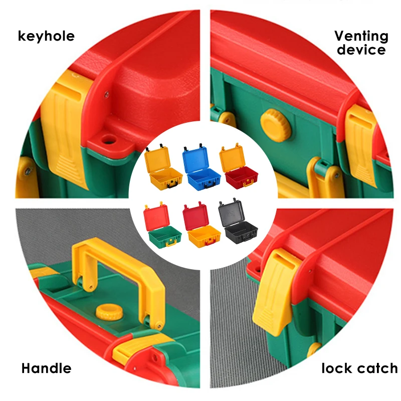 

New Hot 280x240x130mm Safety Instrument Tool Box ABS Plastic Storage Toolbox Sealed Tool Case With Foam Inside 6 Color For Home