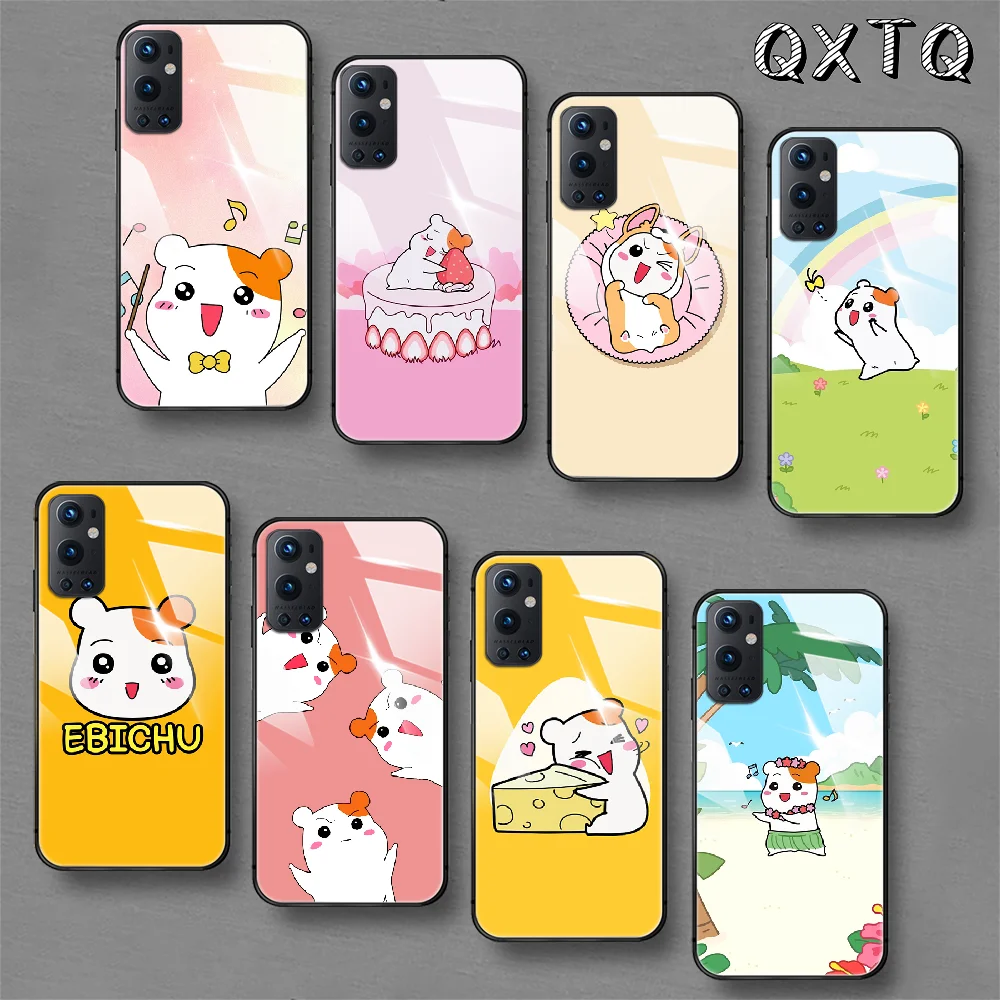 

Ebichu Cartoon Hamster Tempered Glass Smart Phone Case For Oneplus Oppo Realme 5 6 7 8 9 T Find x3 Pro Nord Gt Cover Cell