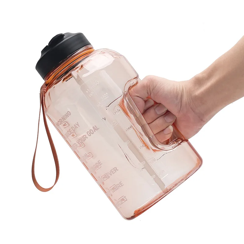 

2.2L Large Capacity Transparent Gradient Sports Water Bottle With Straw Portable Scaled Water Bottle Sports Gym Fitness Kettle