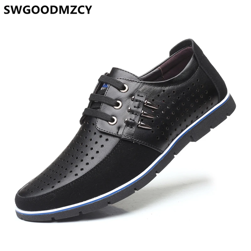 Summer Shoes Leather Casual Men Fashion Mens Designer Big Size Chaussures Hommes En Cuir Luxe Sepatu Kulit Pria | Обувь