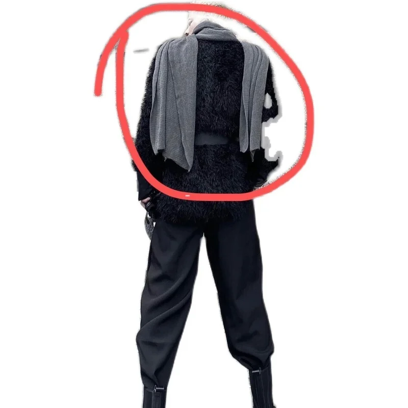 

UMI MAO Dark Wind Scarf Pure Color Knitted Wool Scarf Autumn And Winter Imitation Cashmere Warm Scarf Shawl Tide Y2K