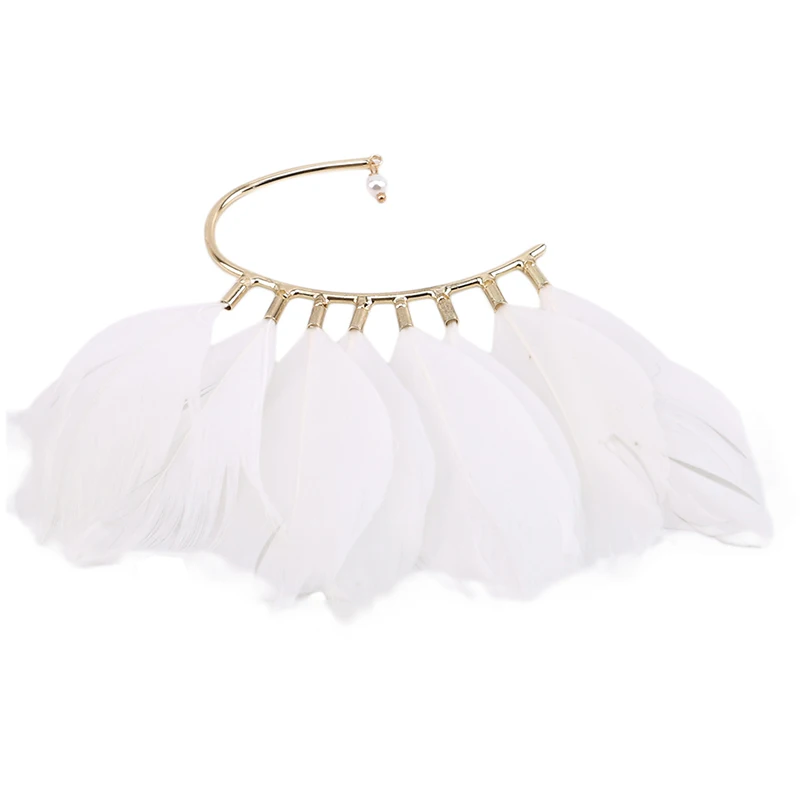 1 шт. уникальные унисекс большие перьевые серьги-клипсы для ушей не пирсинг