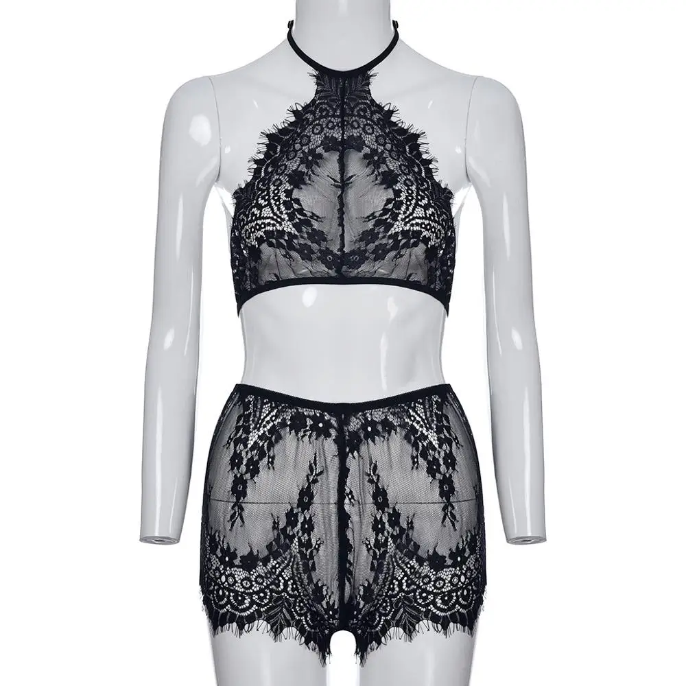 Сексуальный женский кружевной Комплект эротического нижнего белья однотонный