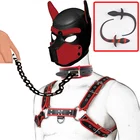 БДСМ-капюшон для щенков, ошейник с подкладкой, силиконовая Анальная пробка, кожаный нагрудный ремень, нижнее белье, набор для связывания