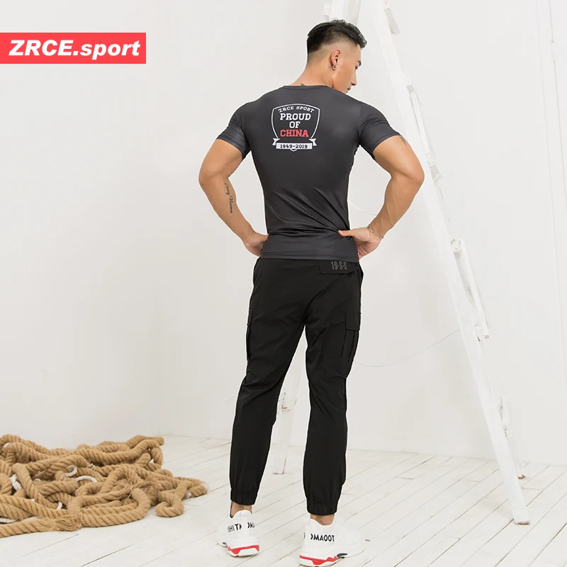 ZRCE мужские футболки для бега быстросохнущие Компрессионные спортивные занятий