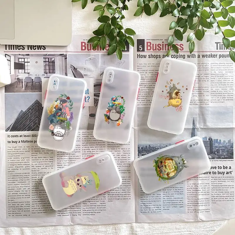 

Japan anime Spirited Away Totoro Phone Case matte transparent For iphone 7 8 11 12 13 plus mini x xs xr pro max cover