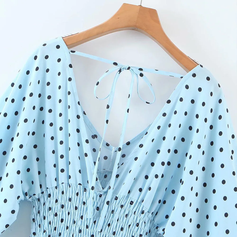 

New women's jumpsuit 2021 summer temperament polka-dot lace-up short-sleeved high-waist casual drape wide-leg jumpsuit