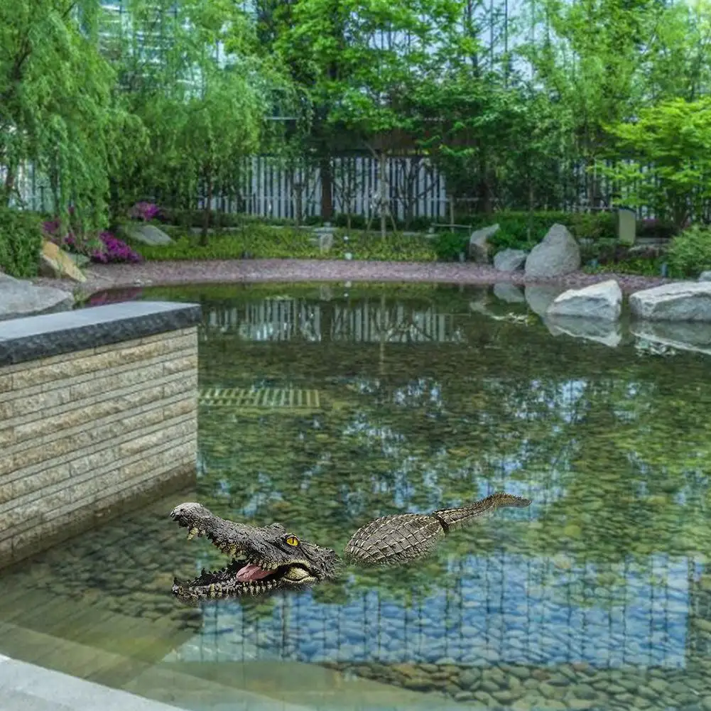 Floating Crocodile Ornament Simulation Alligator Statue Funny Water Decor for Pool Pond Garden | Дом и сад