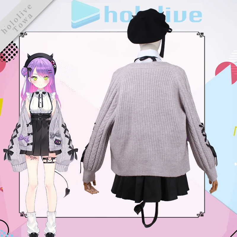 Новый! Hololive Vtuber Cos Tokoyami Towa Летний повседневный наряд Виртуальный идол Хэллоуин