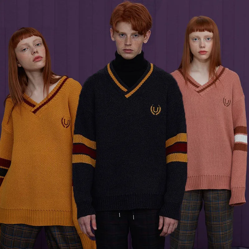 Модный корейский бренд Retro College Ветер пара моделей Вышивка Цвет Соответствующие