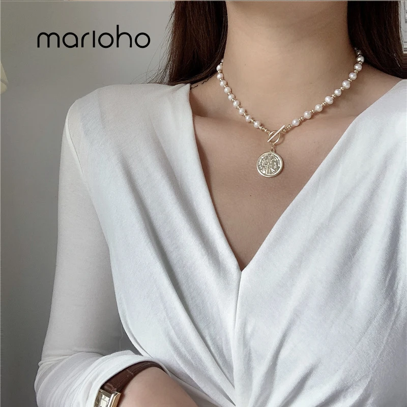 Marioho барокко пресной воды Жемчужное ожерелье Цепочки и ожерелья женский Ins Нишу