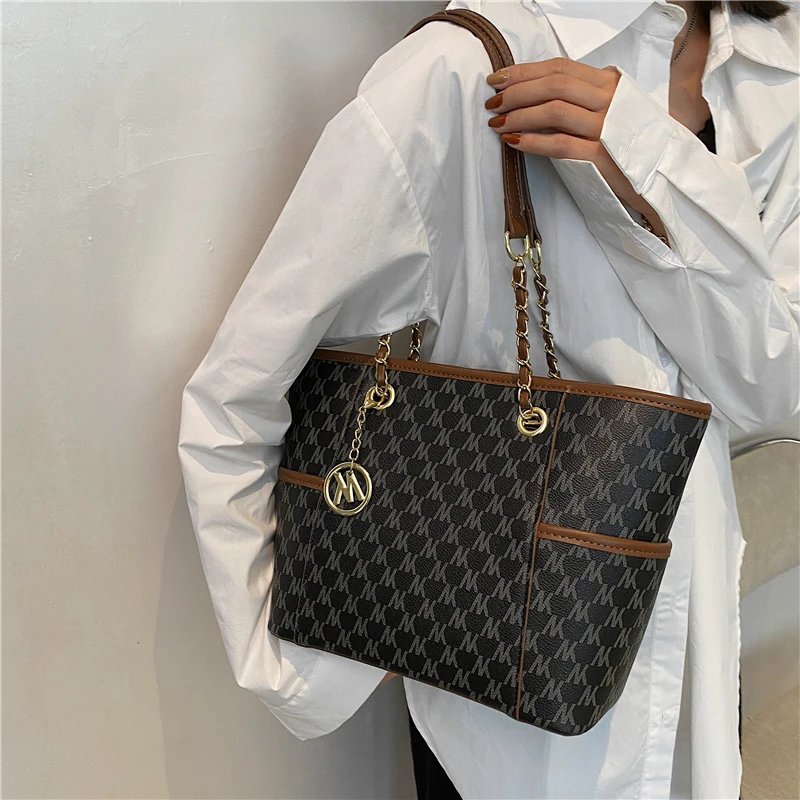burminsa letters print luxury designer large tote handbags for women trends 2022 fashion brand office ladies chain shoulder bags free global shipping