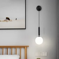 modern glass ball wall lams brassblack wandlamp living room bedroom bedside reading lamp applique murale luminaire nordic led