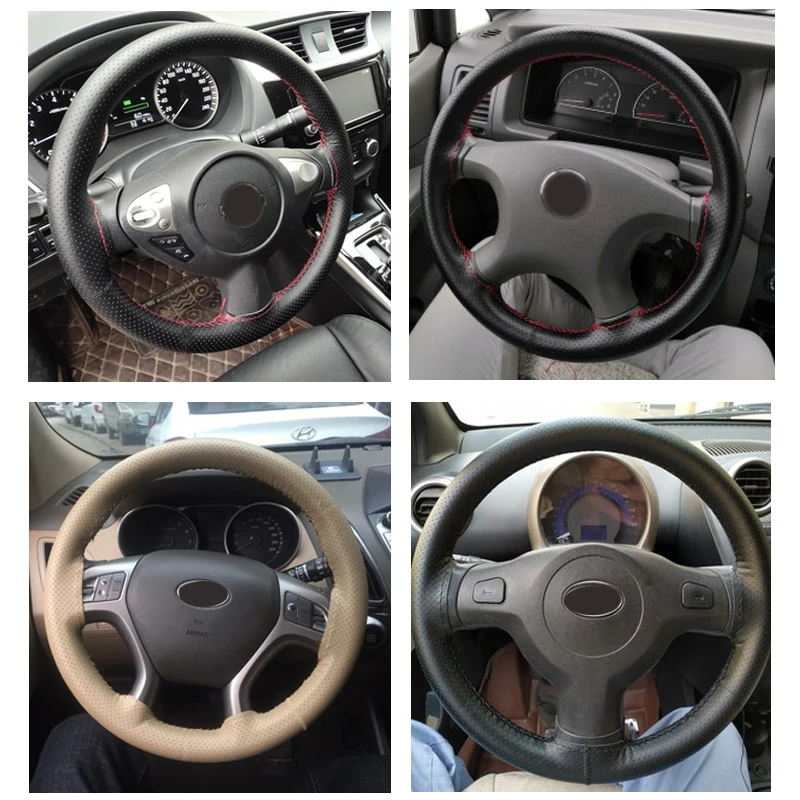 Чехол для руля из натуральной кожи диаметром 38 см мягкий чехол с перфорацией