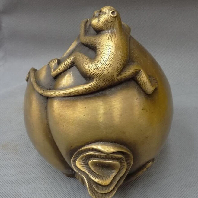 913 +++ китайская Бронзовая резная сборная карандашная ваза для ползания обезьянок