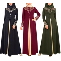 muslim dress middle east gilded stitching long dress contrast slim elegance dress muslim fashion abaya dubai abaya turkey