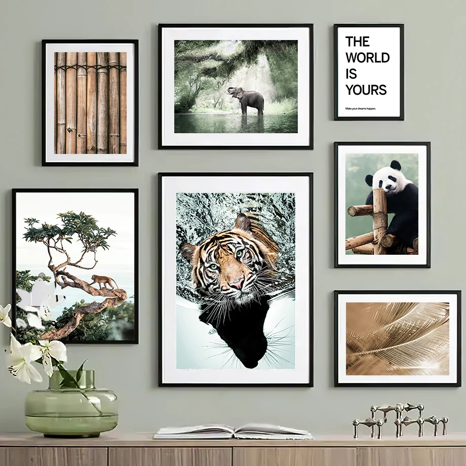 

Jungle Animals Photo Tiger Monkey Panda Parrot Wall Art Canvas Painting Nordic Posters And Prints Wall Pictures Kids Room Decor