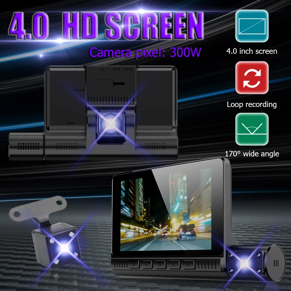 Full HD 1080P видеорегистратор ночного видения 4 0 дюймов сенсорный экран Экран зеркало