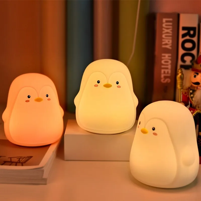 

Силиконовый светодиодный ночник в виде пингвина, 7 цветов, зарядка через USB, сенсорный светодиодный ночник для детей, рождественский подарок