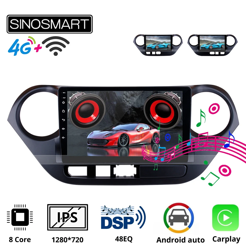 Sinosmart автомобильный радиоприемник с навигацией GPS для Hyundai I10 2014 2015 2016 2017 2din 2.5D IPS/QLED