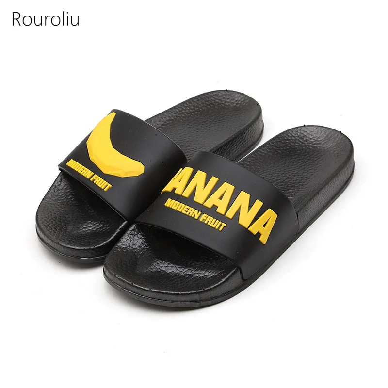 Rouroliu/женские милые тапочки с фруктами Вьетнамки для влюбленных Дышащая домашняя