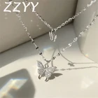 Блестящее ожерелье ZZYY в виде бабочки, женское Двухслойное ожерелье с подвеской до ключиц, подарки на день Святого Валентина