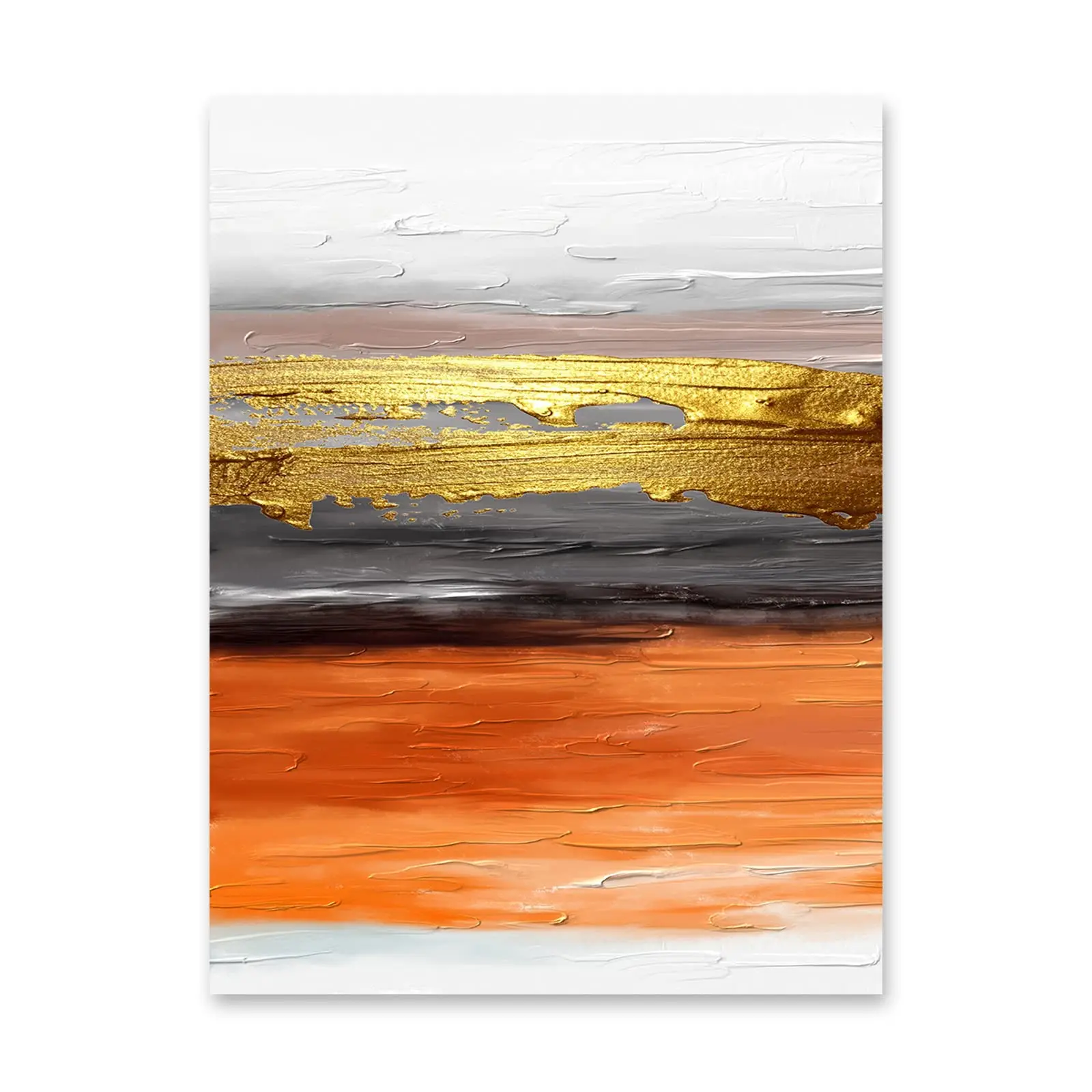 

Hand Painted Abstract Wall Art Canvas Orange and Gold Handmade Oil Painting for Home Living Room Bedroom Decor Artwork No Framed