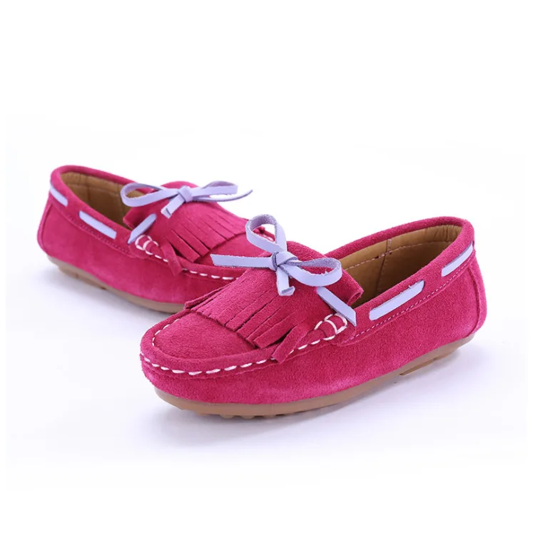 2018 г. Весенняя детская обувь для девочек из натуральной кожи с кисточками модные
