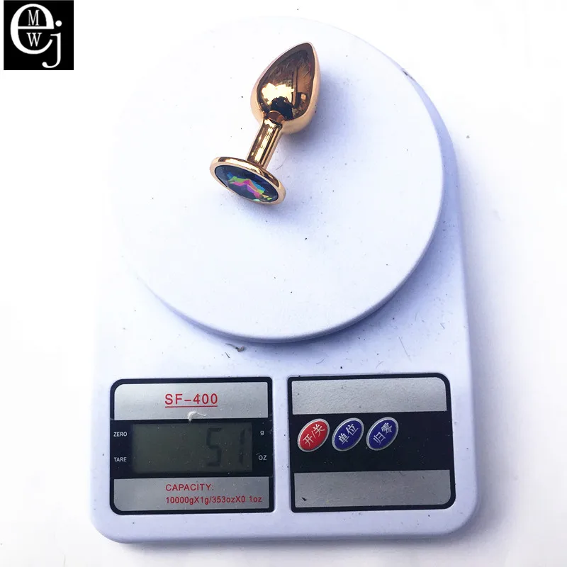 Золотая Анальная пробка с драгоценным камнем ювелирные изделия секс-игрушки