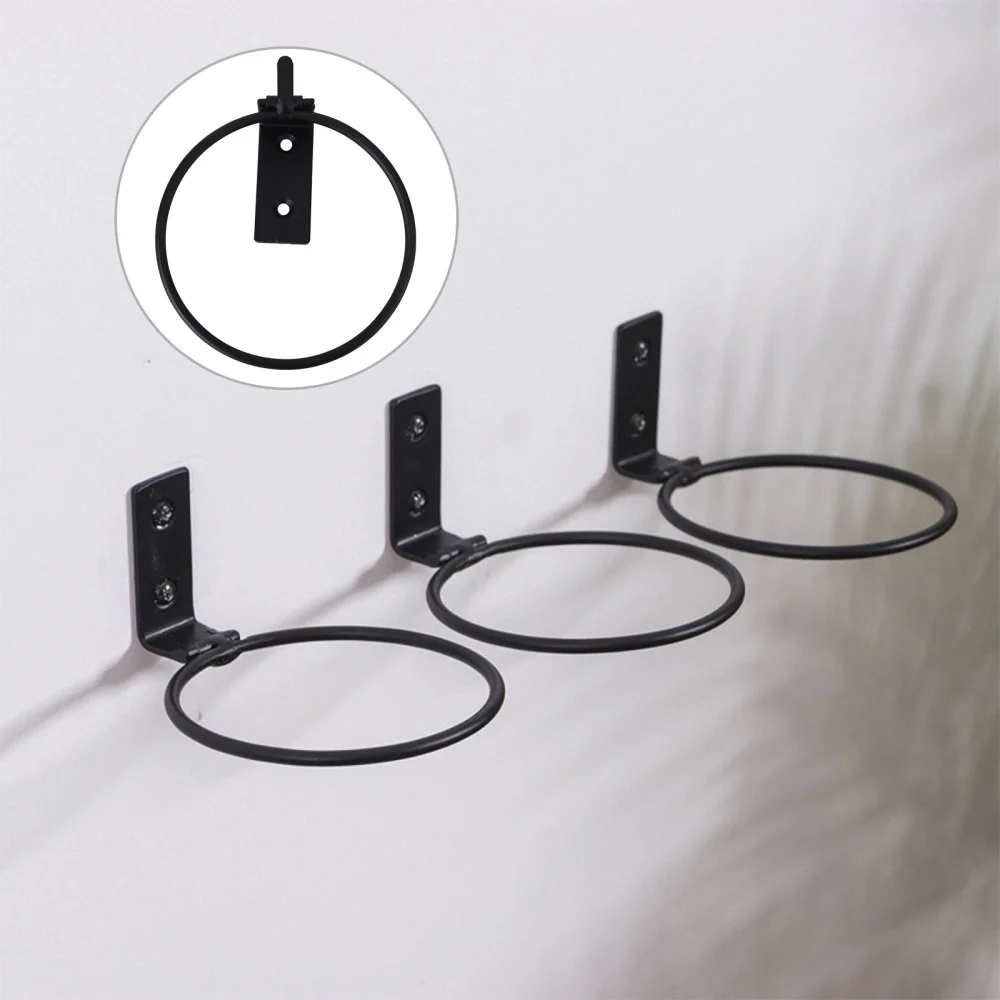 

3pcs Wall Mounted Flower Pot Tray Metal Iron Ring Flowerpot Wall Bracket Planter Tray (13.5x11x6.5cm)