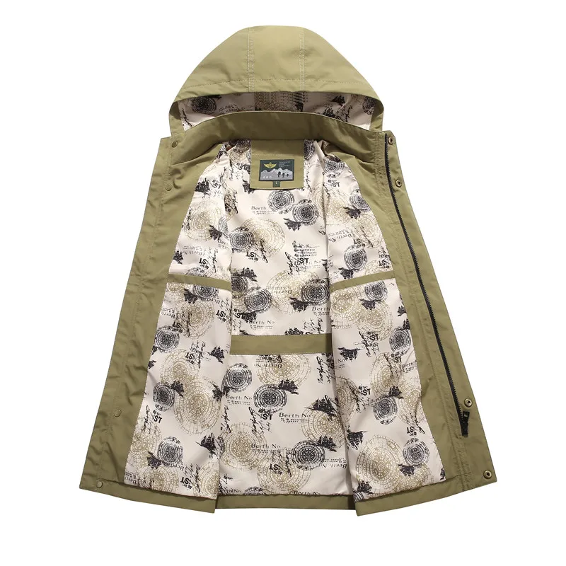 

Autumn Jacket Men Fashion Hooded Collar Military Jacket Plus Size M-5XL Casual Loose Windbreaker Coat Male Dropshipping