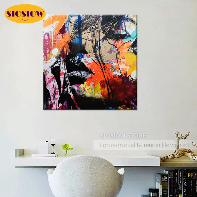 Абстрактные красочные граффити с лицом 5d сделай сам алмазные картины квадратные