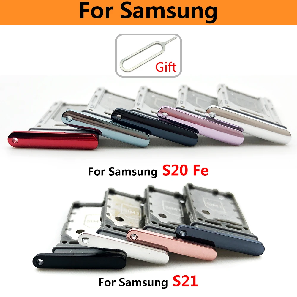 

10Pcs/Lot, Dual Sim Card Slot Tray Holder For Samsung S21 S20 Fe Repair Parts