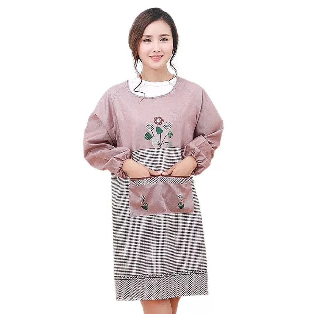 

Kitchen Apron long sleeve smock adult oil proof cute cartoon sleeve Bib