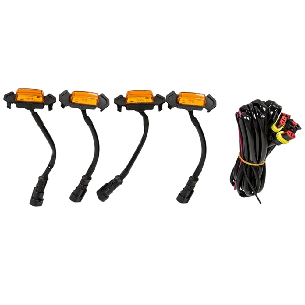 4 светодиодный Решетка фонари янтарного цвета 12V время катания в сборе для
