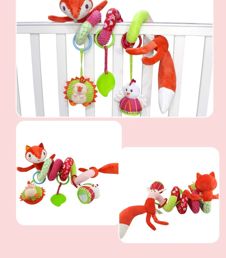 

Baby Crib Hanging Toys Kids Bed Around Stroller Pendant Newborn Boys Girls Rattles Cartoon Fox Appease Plush Toy Gift For Child