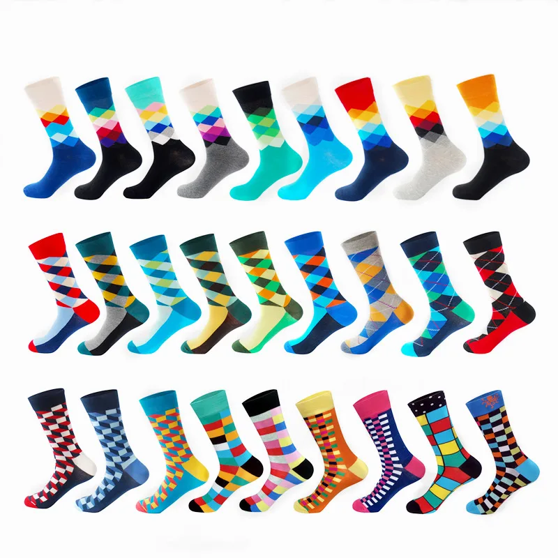 Мужские разноцветные носки LIONZONE из чесаного хлопка повседневные унисекс со