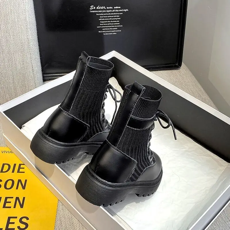 

2021 осень британский стиль натуральная кожа плоская подошва с круглым носком Короткие трубчатые дышащие сапоги женская обувь