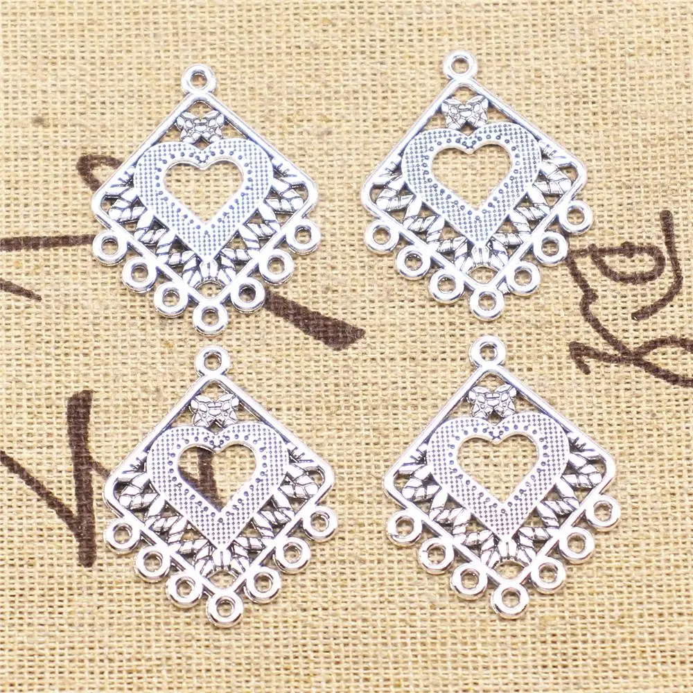 

Cute Charms For Bracelet 5pcs 31x25mm Antique Silver Color Earring Connector Jewelry Components