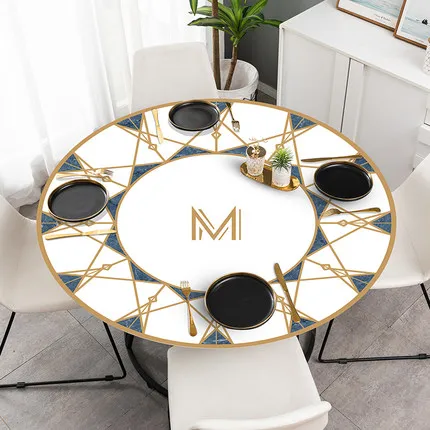 

New Arrive PVC Soft Glass Anti-scalding Table Mat Round Marble Tablecloth Able Protector Odorless Soft Plastic