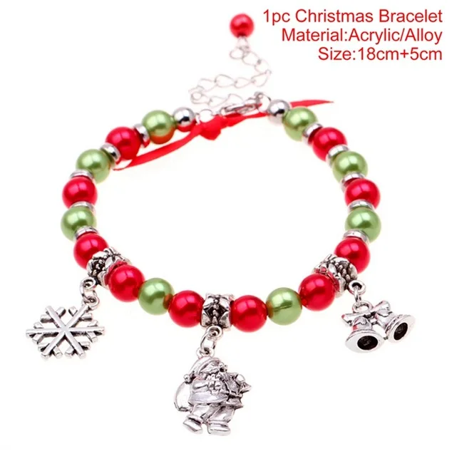 Xmas Bracelet 3 Рождественские украшения игрушки для взрослых и детей Санта-Клаус Снеговик рога очки Рождественские декоративные серьги ожерелье Natale Noel - Цвет: Xmas Bracelet 3