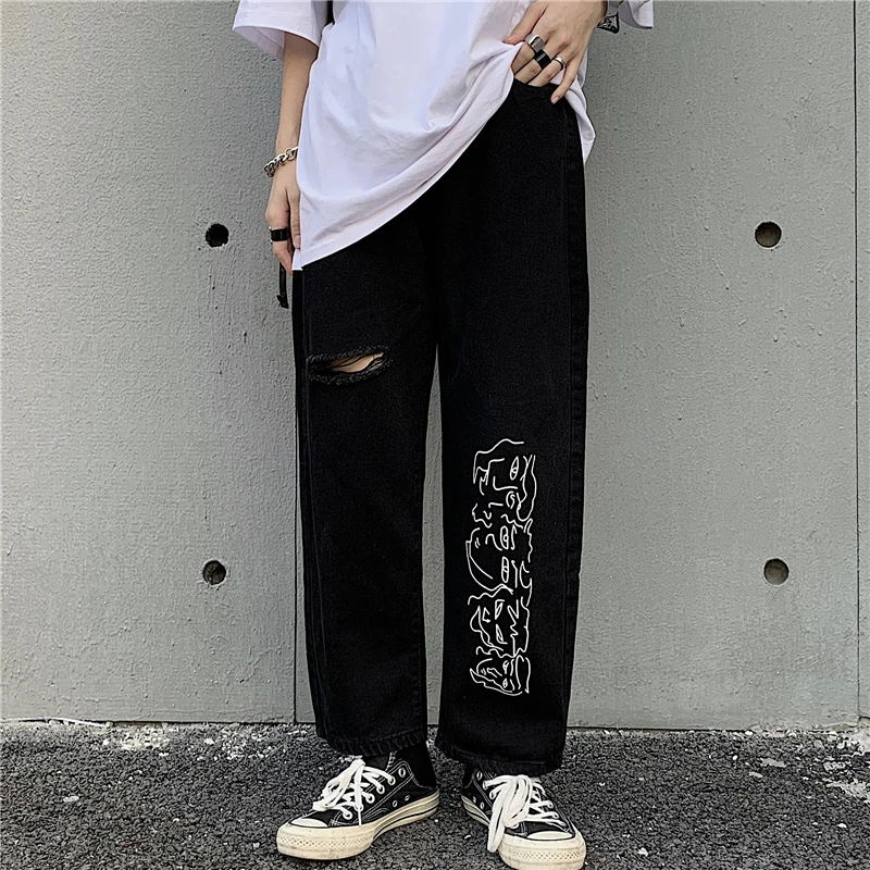 Джинсы SHENGPALAE женские летние повседневные ковбойские свободные с принтом|Прямые