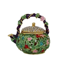 mini teapot trinket box hinged for girls ring holder handmade ring holder dish decorated